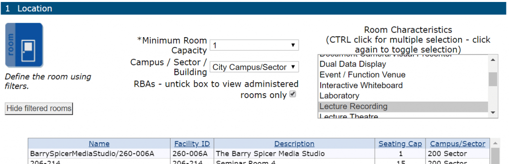 Screenshot of Room Booking System
