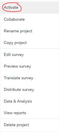 Screenshot of Qualtrics survey options